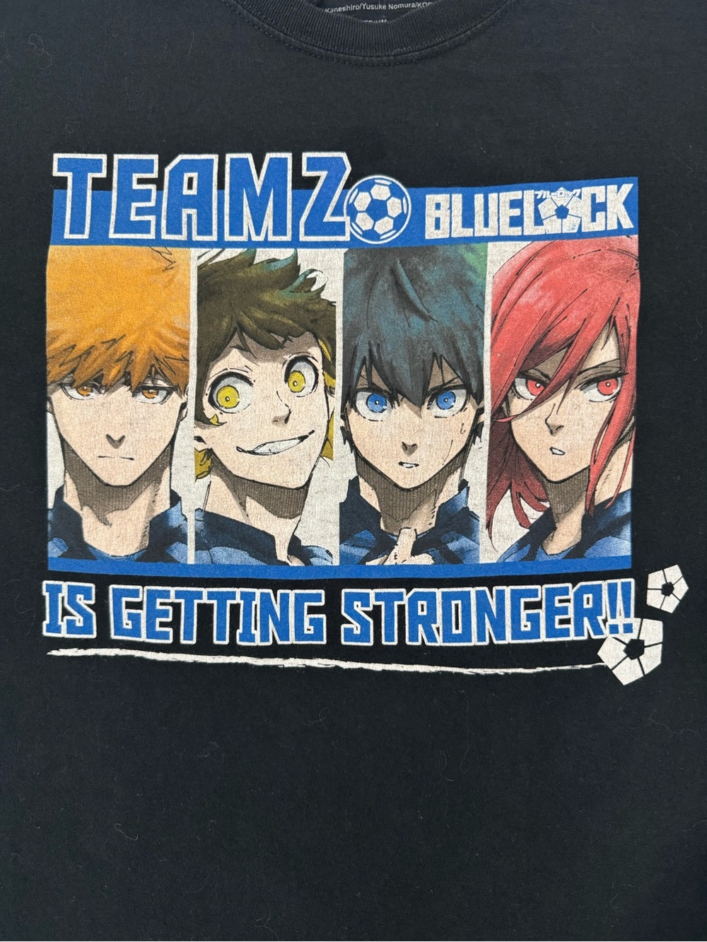 Blue Lock Team Z Anime Graphic T-Shirt Medium Black 100% Cotton Manga Soccer